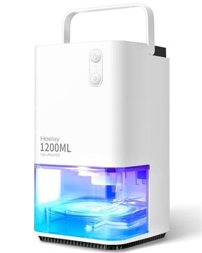 Luftentfeuchter 1200ML,Heelay Luftentfeuchter Elektrisch Entfeuchter Energiesparend,Tragbar,Ultra Leise,Auto Abschaltung,7 Farbiges Licht,Raumentfeuchter Dehumidifier für Schlafzimmer,Bad,Home