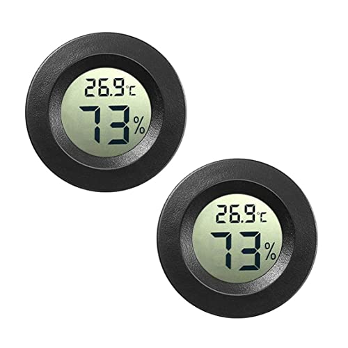JEDEW 2-Pack Mini Digital Hygrometer Gauge Indoor Thermometer, Temperature Humidity Meter for Humidifiers Greenhouse Jars Reptile Guitar Case, Fahrenheit (℉) or Celsius(℃) (schwarz-2 pack)